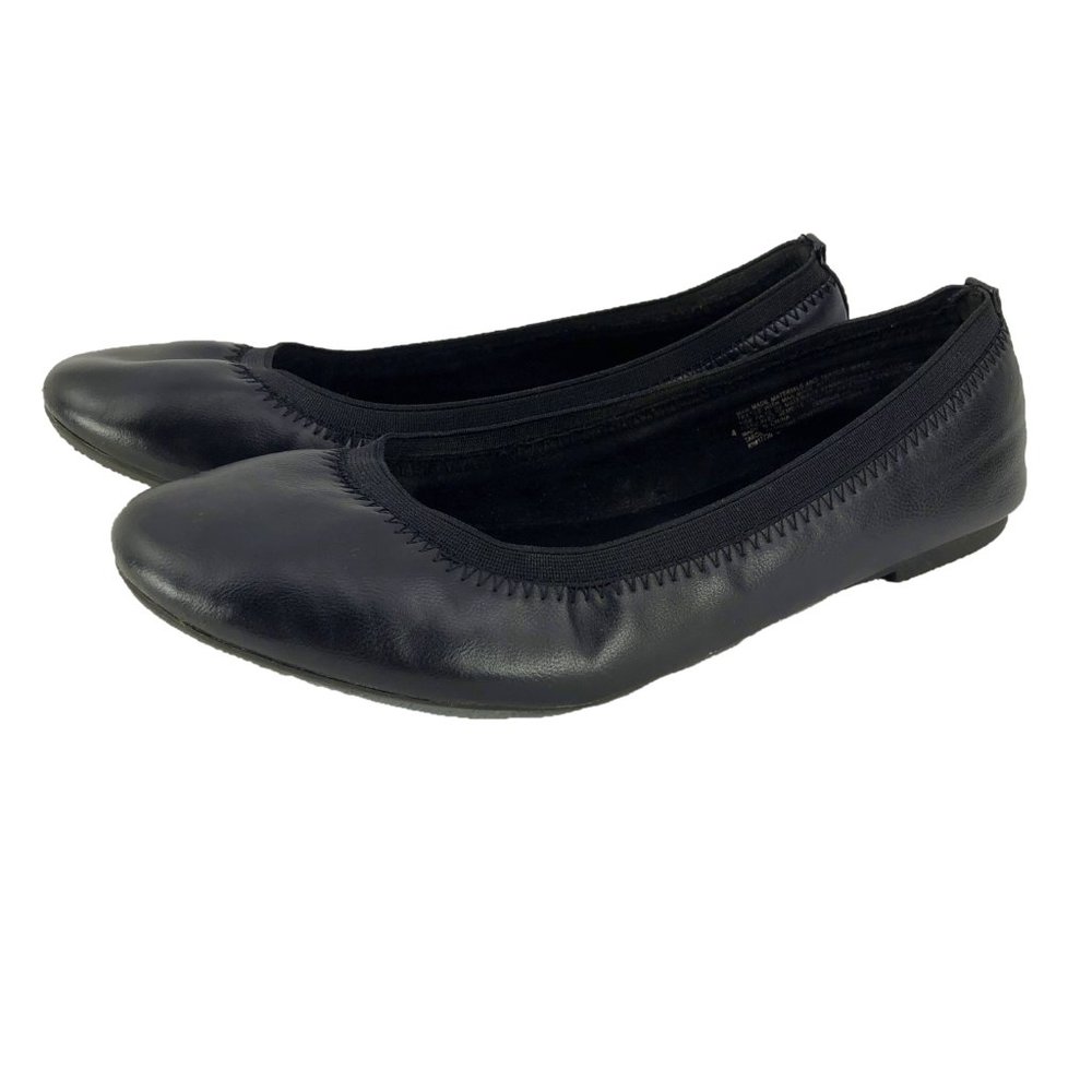 CHEROKEE black round toe ballet flats w/ elastic SZ 4